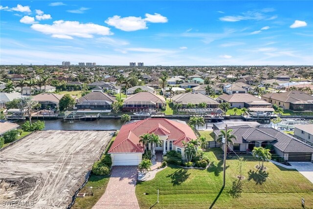 bird's eye view featuring a water view