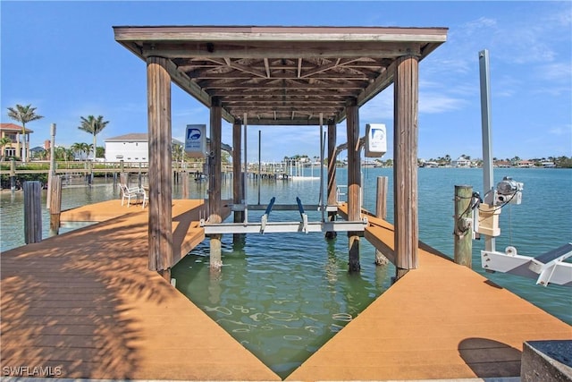 view of dock featuring a water view