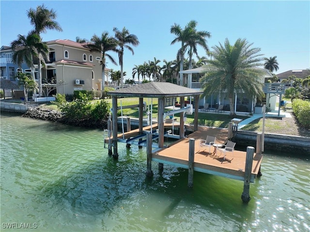 view of dock featuring a water view