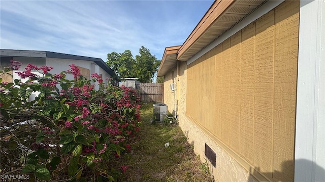 view of home's exterior featuring central air condition unit