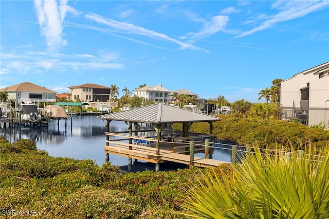 dock area featuring a water view