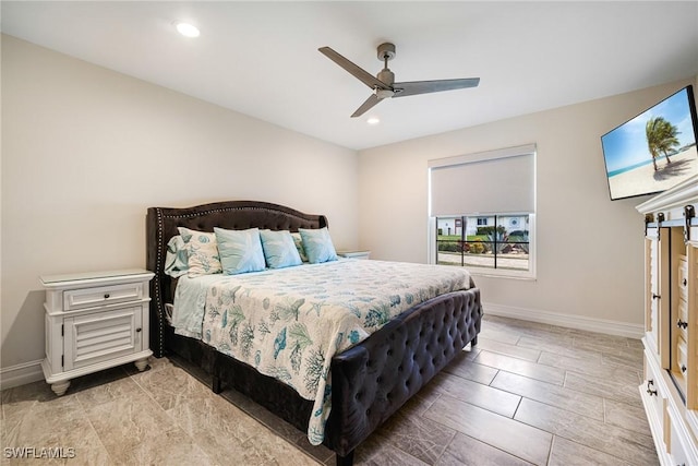 bedroom featuring ceiling fan