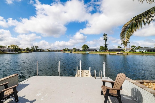 view of dock featuring a water view