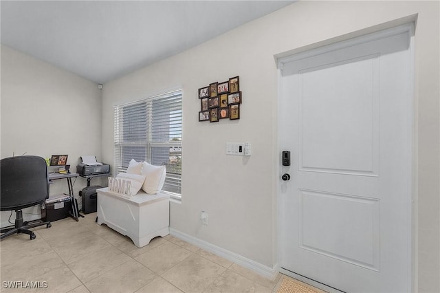 view of tiled home office