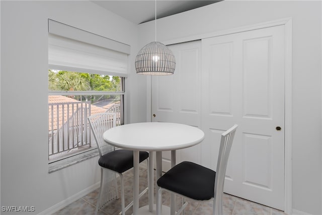 view of tiled dining room