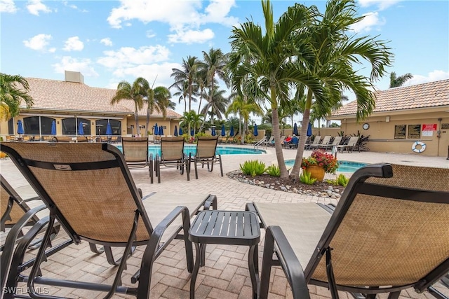 view of patio / terrace featuring a community pool