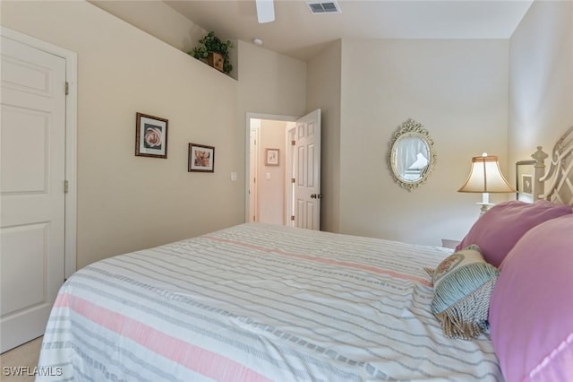 bedroom featuring ceiling fan