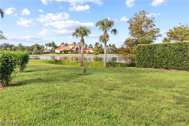 view of yard featuring a water view