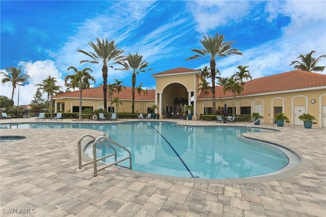 view of pool featuring a patio area