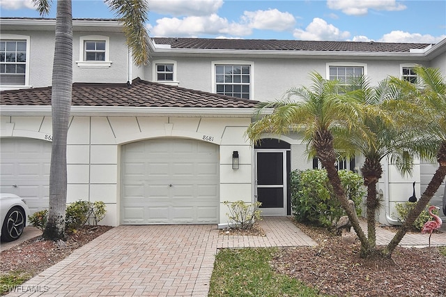 view of front of house with a garage