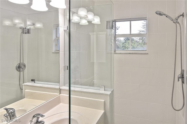 8681 Athena Ct, Lehigh Acres, FL 33971 - bathroom featuring tiled shower and vanity