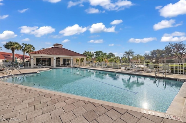 view of pool featuring a patio