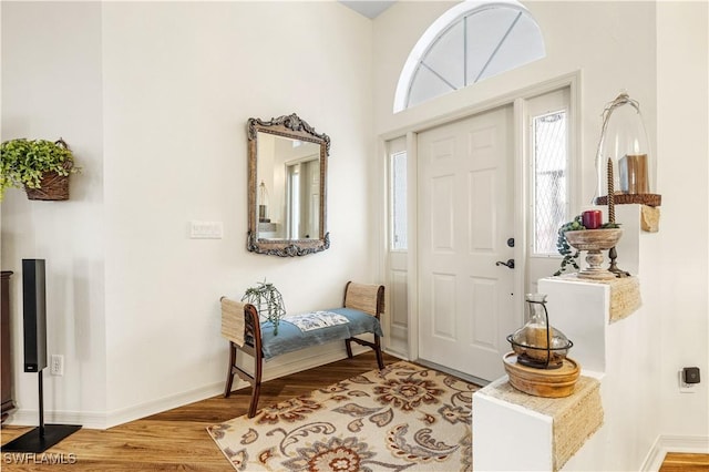 foyer entrance with light hardwood / wood-style flooring