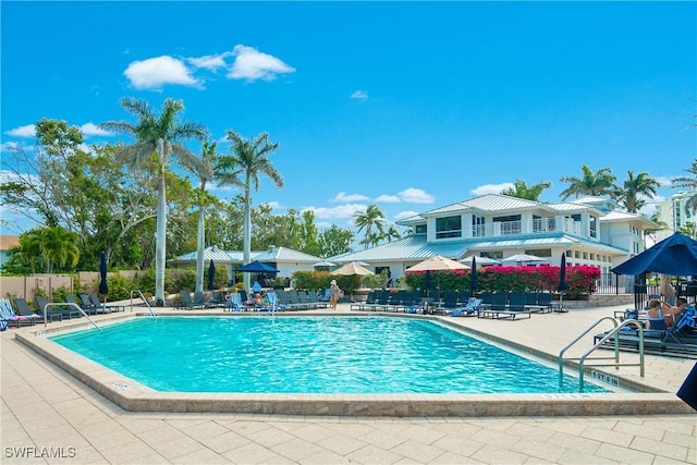 view of pool featuring a patio