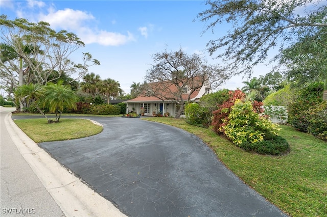 view of front of home with a front yard