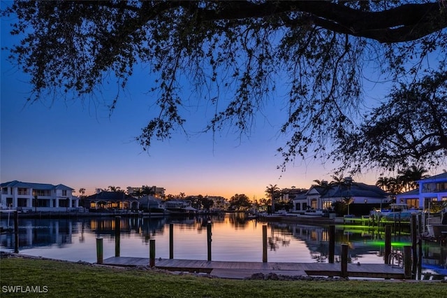 property view of water with a boat dock