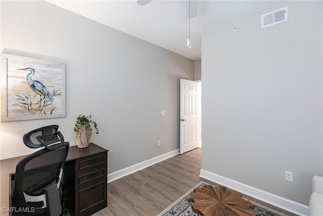 office area featuring light wood-type flooring