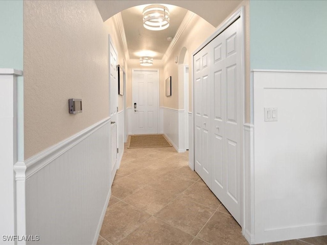 hall featuring crown molding