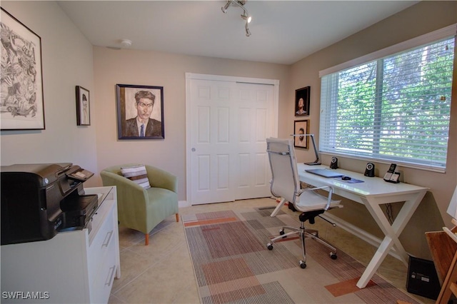 view of tiled office space