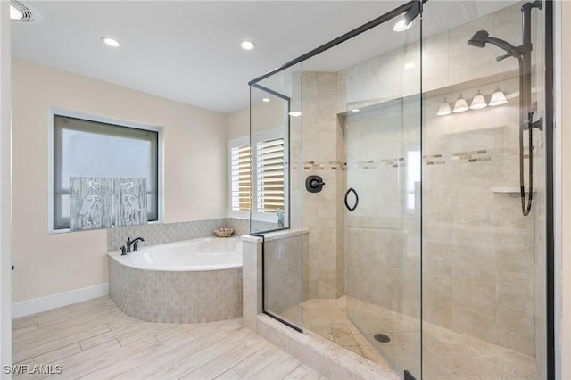 bathroom with independent shower and bath