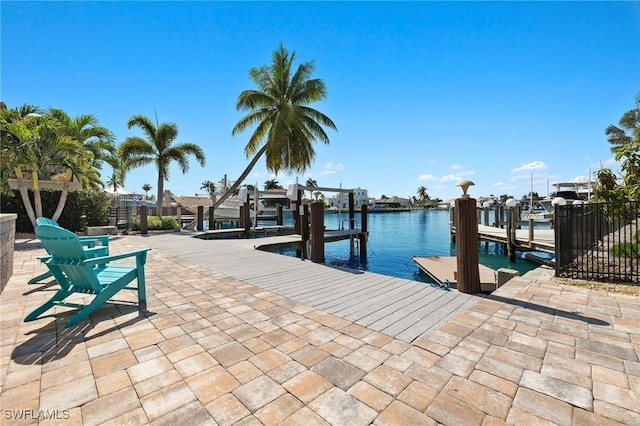 view of dock featuring a water view