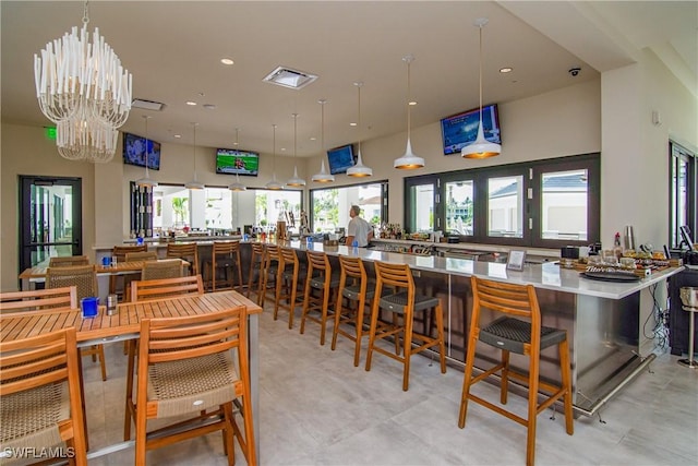 interior space featuring an inviting chandelier