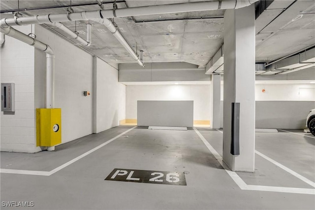 garage with electric panel