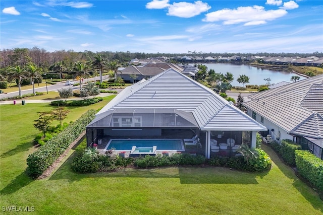 bird's eye view featuring a water view