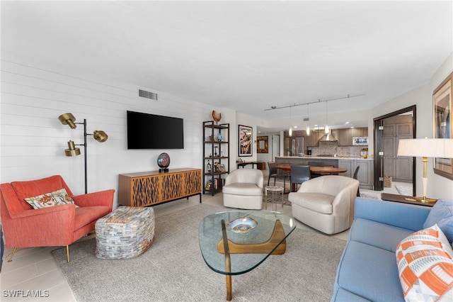 view of tiled living room