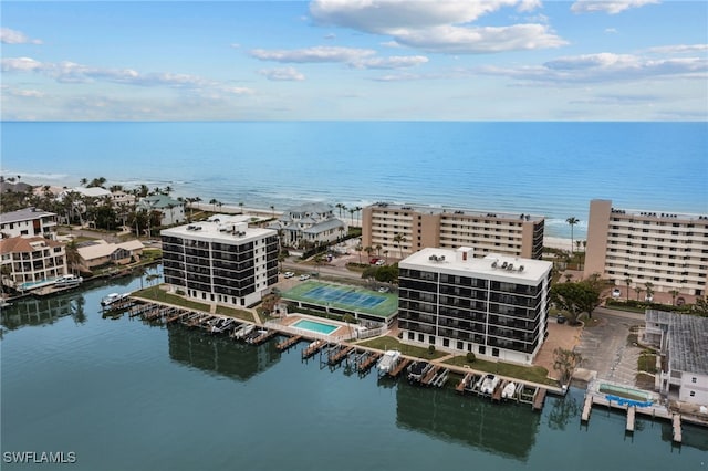 bird's eye view featuring a water view