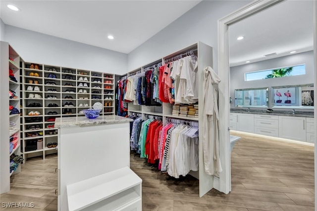 walk in closet featuring hardwood / wood-style floors