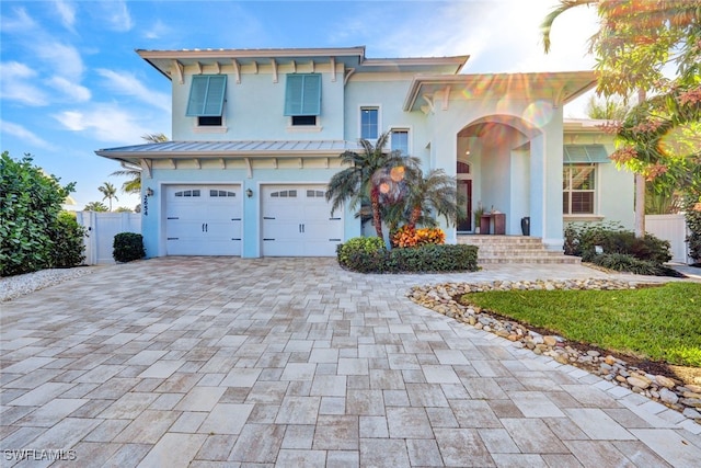 view of front of house with a garage