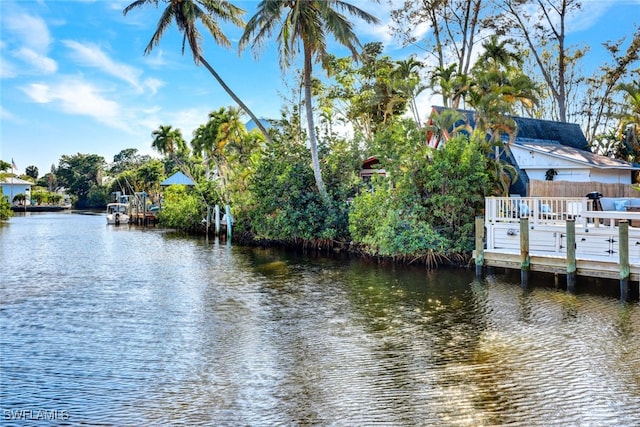 view of dock featuring a water view