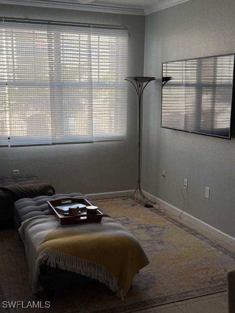 bedroom featuring crown molding