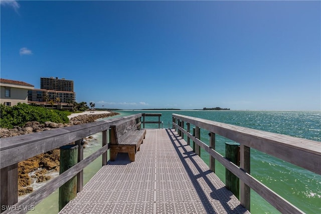 view of dock featuring a water view