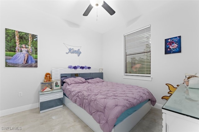 bedroom featuring ceiling fan