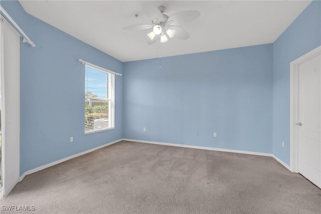 interior space featuring ceiling fan