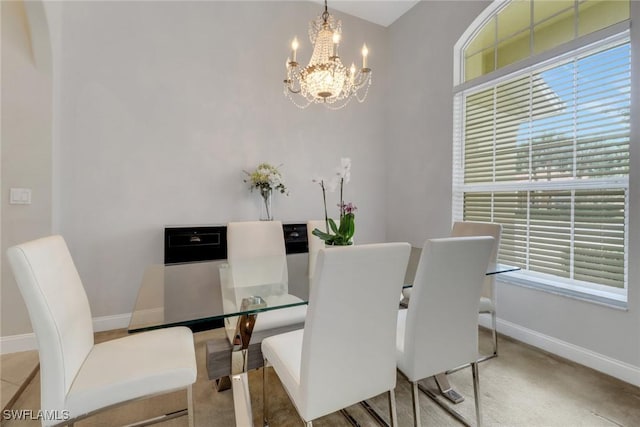 dining room with an inviting chandelier