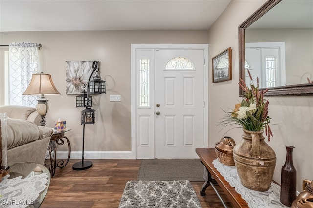 entrance foyer featuring dark hardwood / wood-style floors