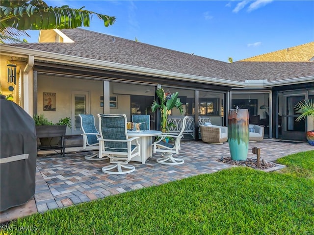 view of patio with a grill