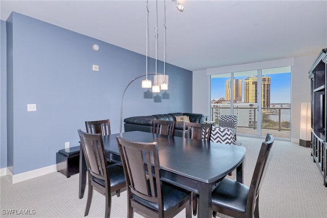 view of carpeted dining room