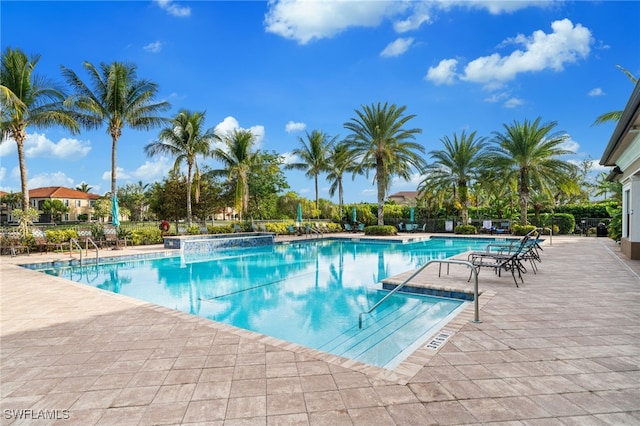 view of pool featuring a patio