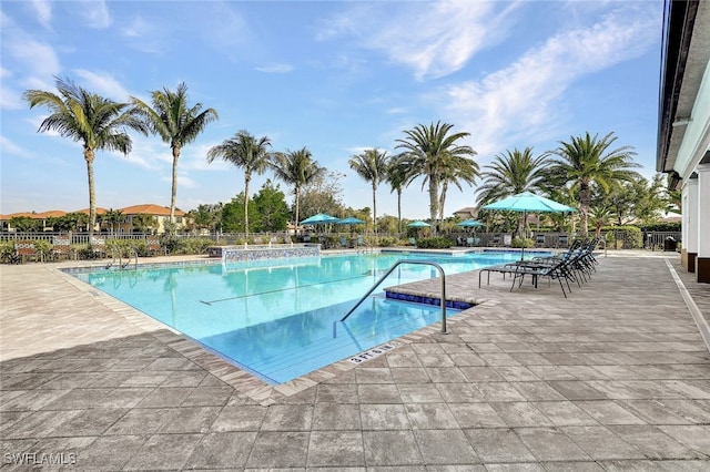 view of pool featuring a patio