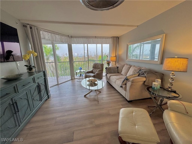 living room with light wood-type flooring