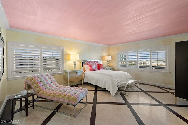 bedroom featuring light tile patterned floors