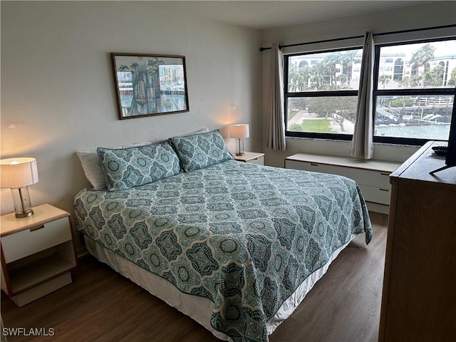 bedroom featuring dark wood-type flooring