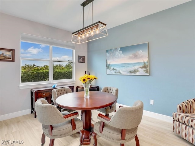 dining room with light wood-type flooring