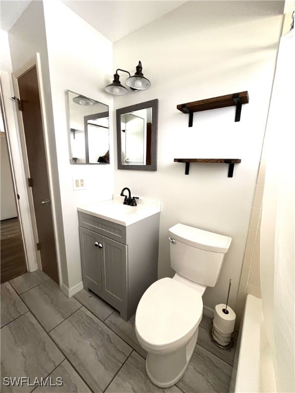 bathroom with toilet and vanity