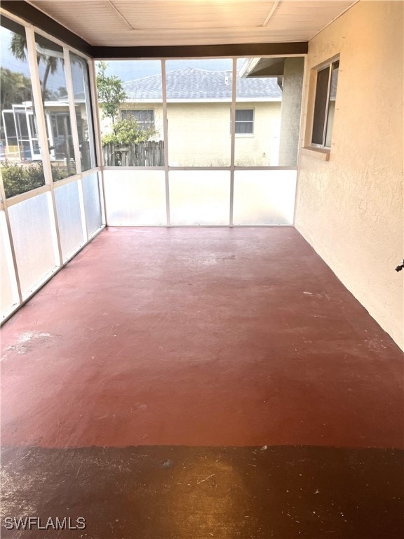 view of unfurnished sunroom