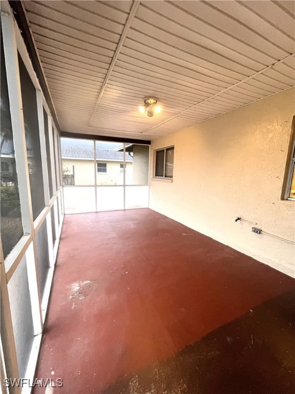 view of unfurnished sunroom